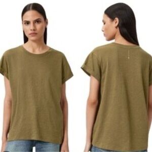 All Saints | Anna Crew Neck Short Sleeve Tee Shirt in Fango Green | Sz 12